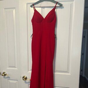 Bloomingdale's Aqua Red Floor Length Dress